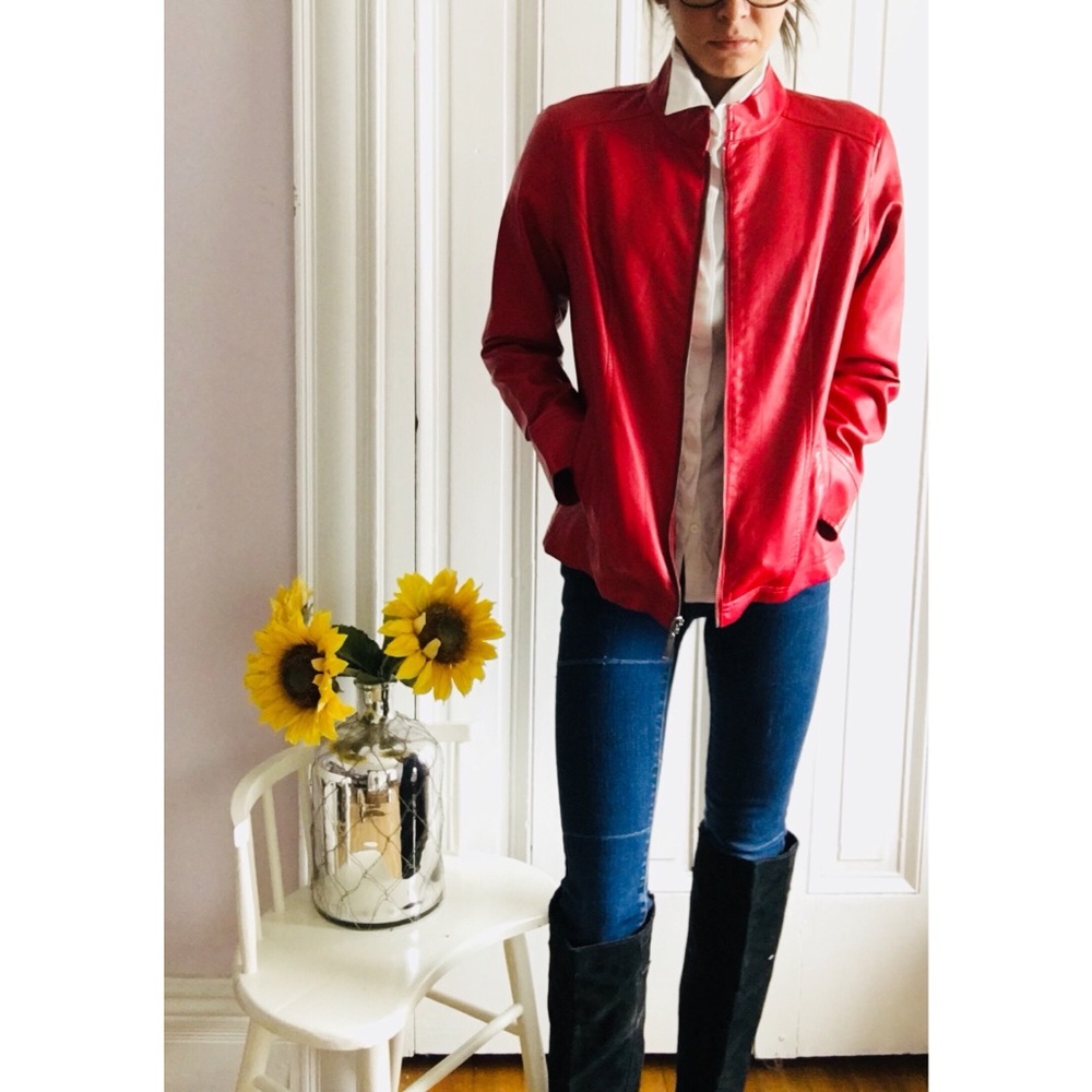 Christopher Banks red leather coat!
